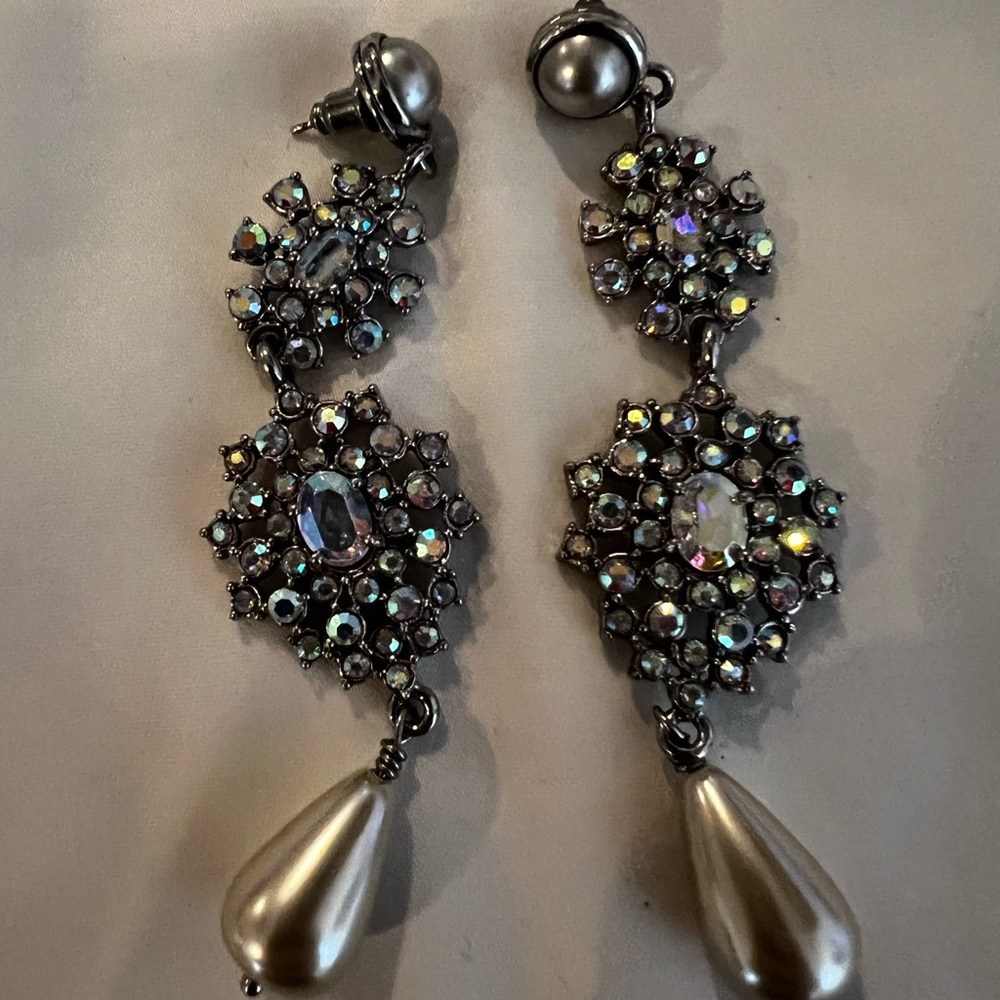 Bridal crystal pear drop earrings